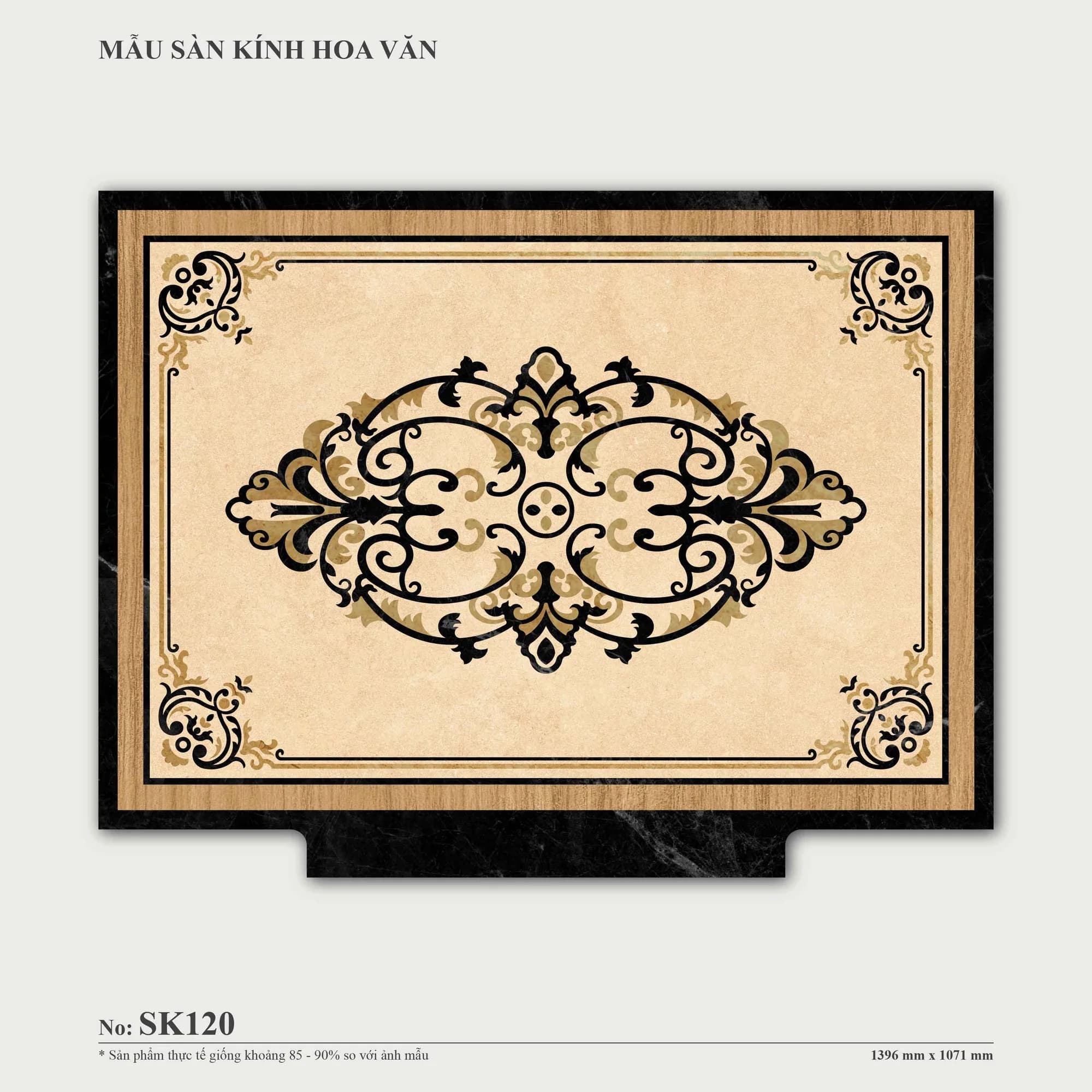 Mẫu sàn kính hoa văn mã SK120