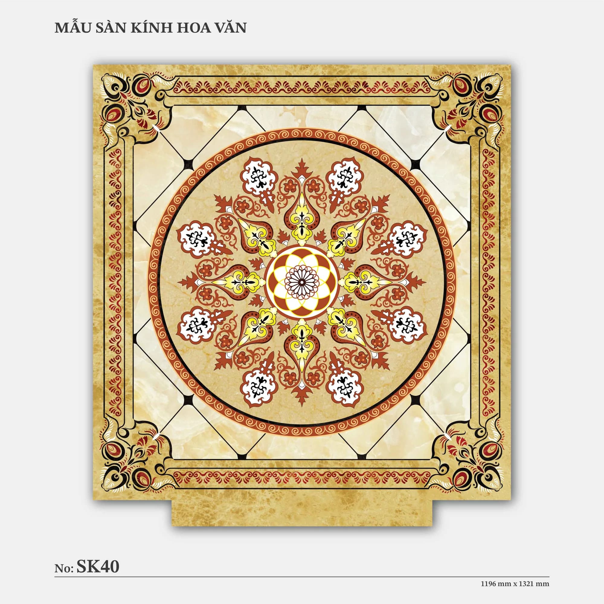 Mẫu sàn kính hoa văn mã SK40