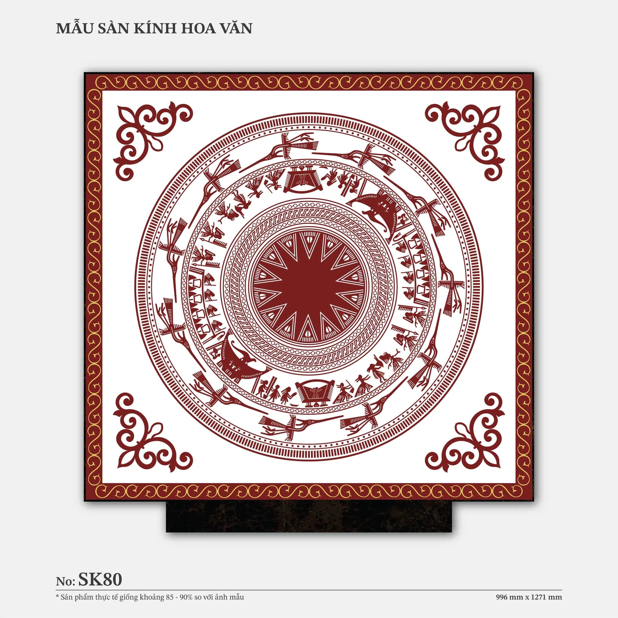 Mẫu sàn kính hoa văn mã SK80