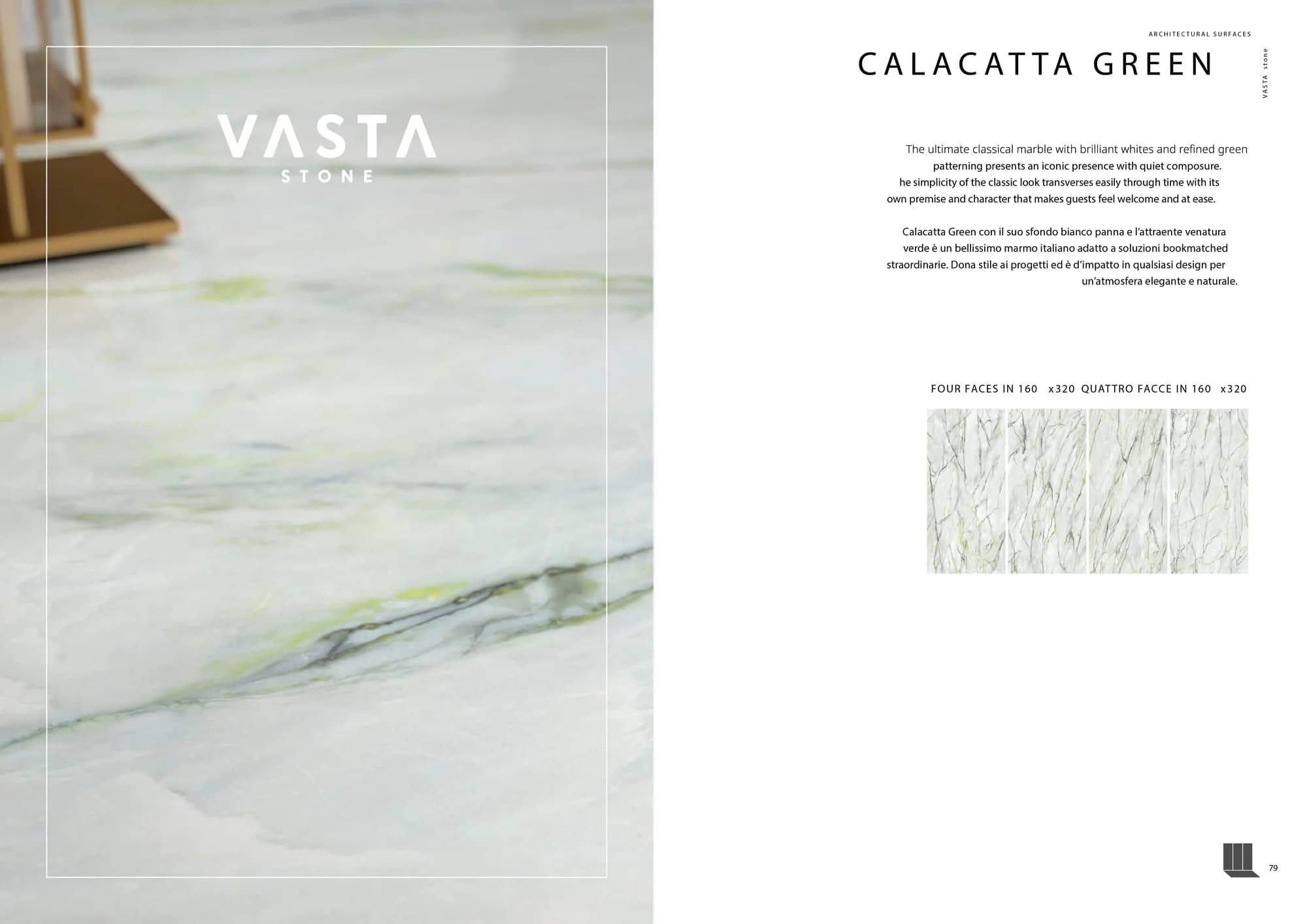 Mẫu đá nung kết Calacatta Green dùng cho vách và sàn cabin